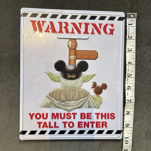Star Wars Yoda ‘Warning You Must Be This Tall To Enter’ Metal Sign Disney Parks - Picture 3 of 4